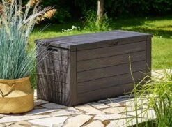 Merkloos Woody Tuin Opbergbox - 324 Liter 45x120x60 Cm - Tuinkussenbox - Antraciet/bruin -Gardena Winkel 1200x884 1