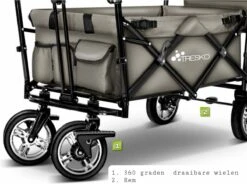 Wildebeest Bolderkar Opvouwbaar Grijs - Bolderwagen Met Kinder Zitje - Bolderkarren - Handkar Grijs - Opvouwbaar Transportwagen - Transportkar - Handkar Tuin Trolley Met Dak Transport Trolley XXL -Gardena Winkel 1200x896 1