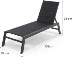 Blumfeldt Renazzo Lounge Ligstoel - Ligbed Voor De Tuin - Aluminium Tuinstoel - 6 Standen - Waterafstotend - Bekleding Van 70 % Pvc En 30 % Polyetheen - Zwart -Gardena Winkel 1200x940