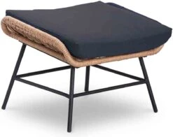 BUITEN Living Dex Wicker Loungestoel Tuin Incl. Wicker Voetenbank | Wicker + Aluminium | Bamboe Antraciet -Gardena Winkel 1200x951