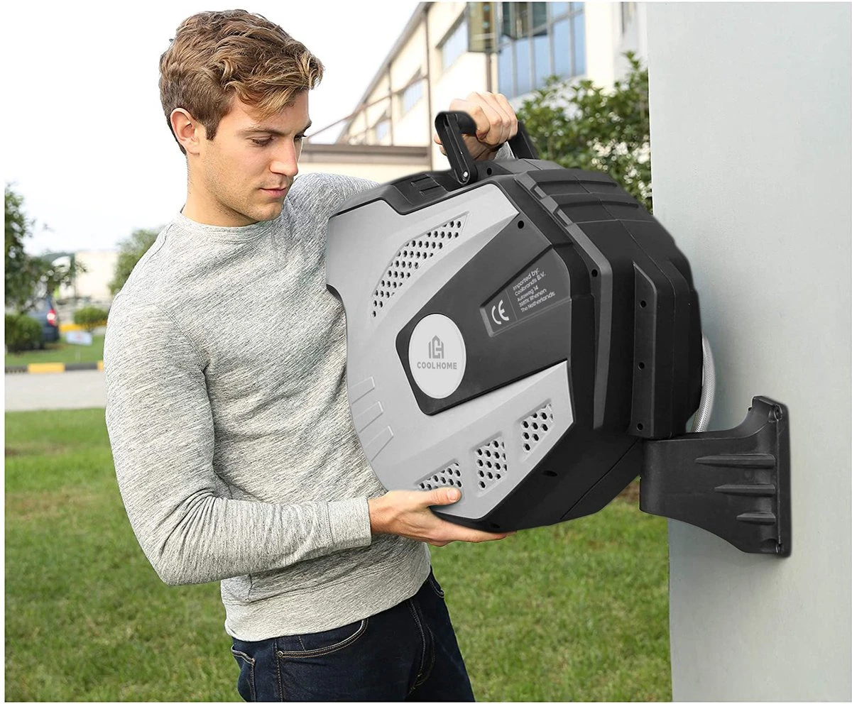CoolHome - Wandslangenbox 20 Meter + 2 Meter - Tuinslang Met Haspel- Slangenhouder 180° Draaibaar - Tuinslanghaspel Zwart - Grijs 9 CoolHome - Wandslangenbox 20 Meter + 2 Meter - Tuinslang Met Haspel- Slangenhouder 180° Draaibaar - Tuinslanghaspel Zwart - Grijs - Afbeelding 7