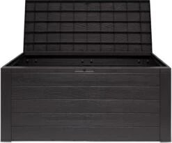 Merkloos Woody Tuin Opbergbox - 324 Liter 45x120x60 Cm - Tuinkussenbox - Antraciet/bruin -Gardena Winkel 1200x996
