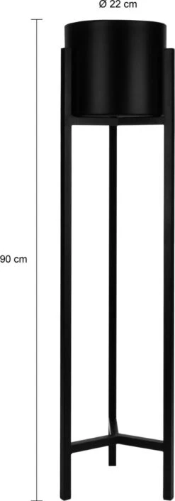 QUVIO Plantenstandaard Inclusief Pot - Staande Plantenbak - Metaal - Plantenbak - Plantenhouders - Planten Zuilen - Voor Buiten - Bloempot - 22 X 22 X 90 Cm - Zwart -Gardena Winkel 420x1200