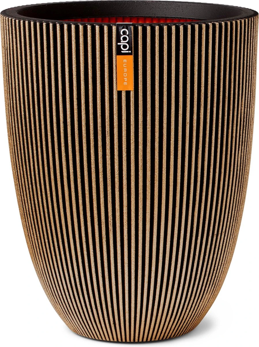Capi Europe - Vaas Elegant Laag Groove NL - 46x58 - Goud - Voor Binnen En Buiten - KGVGB783 3 Capi Europe - Vaas Elegant Laag Groove NL - 46x58 - Goud - Voor Binnen En Buiten - KGVGB783