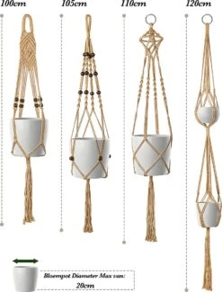 4 Stuks Luxe Jute Plantenhangers - Boho Handgeweven Katoen Hangpot Voor Binnen/Buiten - Hangende Bloempot Met Kralen - Macramé Touw/Koord Hangplant Houder - Bohemian Wandhanger Decoratie - Plant Hanger - Verticale Tuin Bloempothouder Planthanger 17 4 Stuks Luxe Jute Plantenhangers - Boho Handgeweven Katoen Hangpot Voor Binnen/Buiten - Hangende Bloempot Met Kralen - Macramé Touw/Koord Hangplant Houder - Bohemian Wandhanger Decoratie - Plant Hanger - Verticale Tuin Bloempothouder Planthanger -Gardena Winkel 913x1200