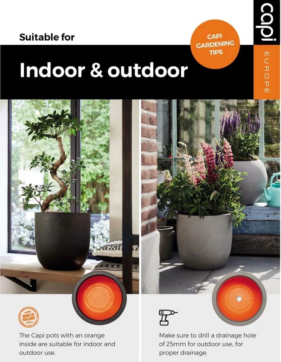 Capi Europe - Bloempot Bol Smooth NL - 35x34 - Zwart - Voor Binnen En Buiten - KBL932 6 Capi Europe - Bloempot Bol Smooth NL - 35x34 - Zwart - Voor Binnen En Buiten - KBL932 - Afbeelding 4